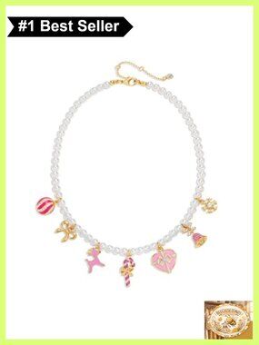 Christmas Charm Necklace Imitation Pearl Pendant Holiday Party Jewelry Gift for